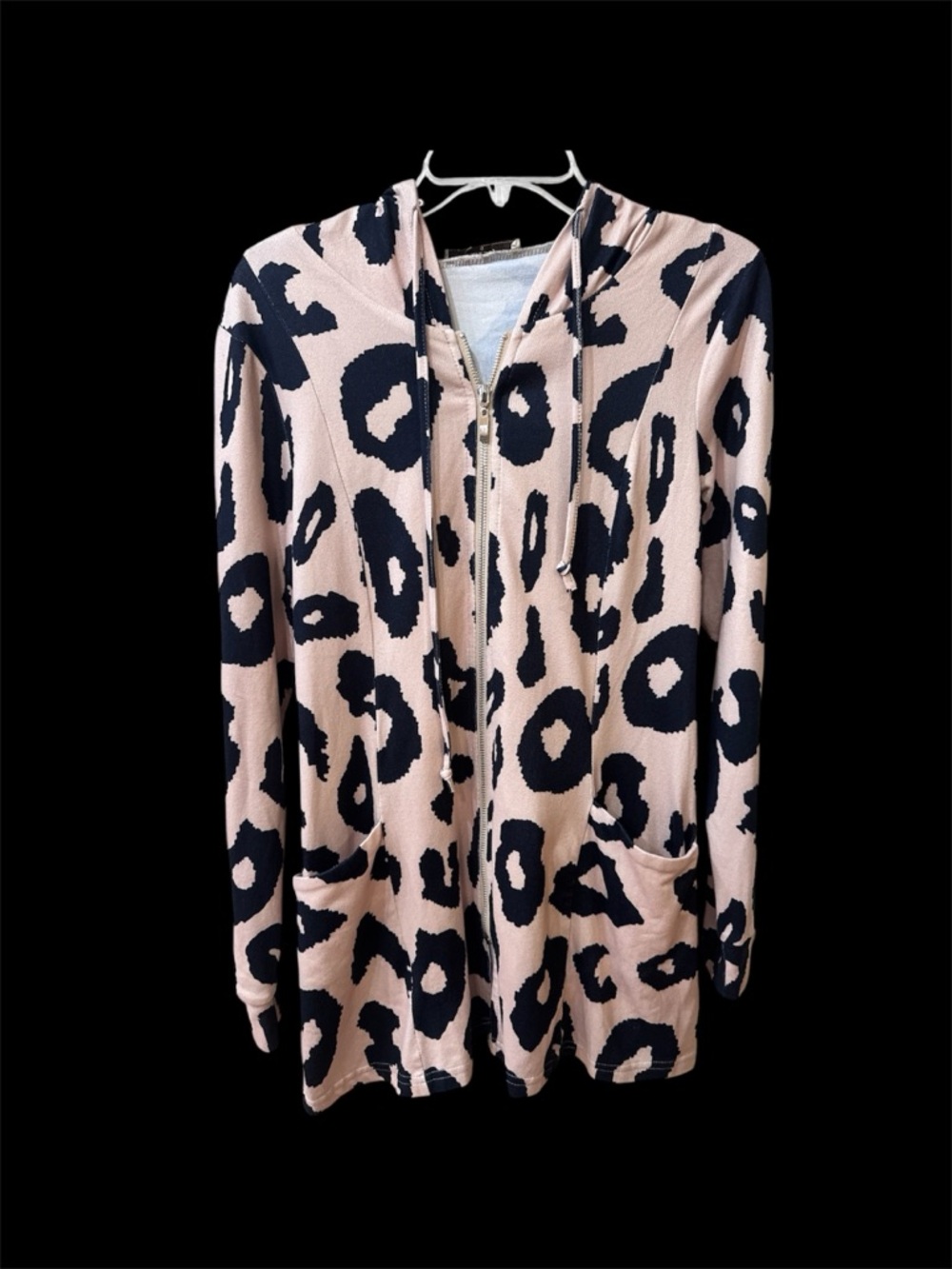 Miusey Zip Up Hooded Leopard Cardigan Size Medium